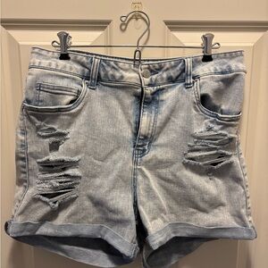 Light Blue Distressed Denim Shorts